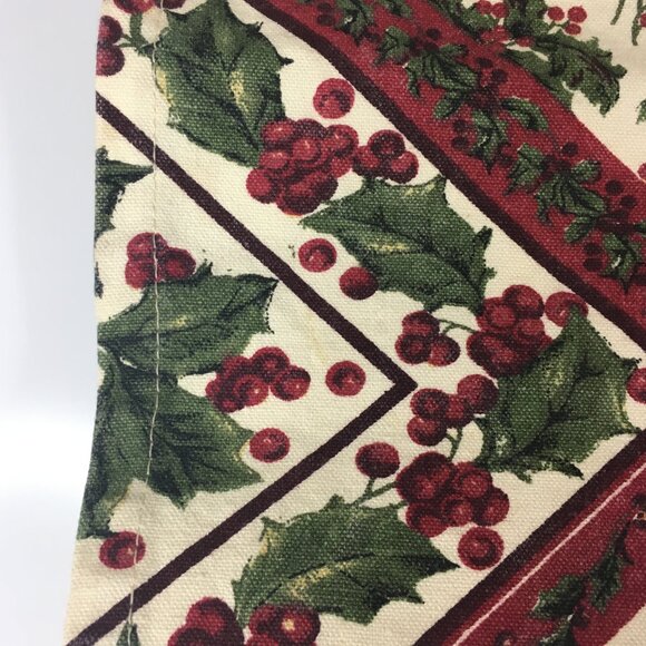 April Cornell 13 x 67 Christmas Table Runner Holly Berries Chickadee 100% Cotton - Picture 10 of 16